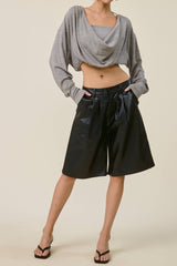 Croc Faux Leather Bermuda Shorts