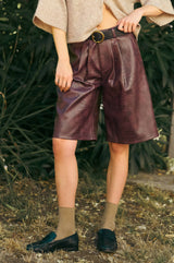 Croc Faux Leather Bermuda Shorts