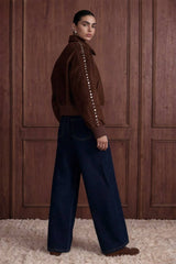 Studded Suede Bomber Jacket