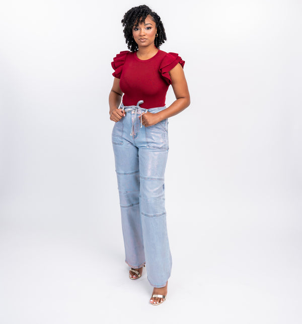 Introducing our "Urban Chic" Tie-Waist Wide-Leg Jeans