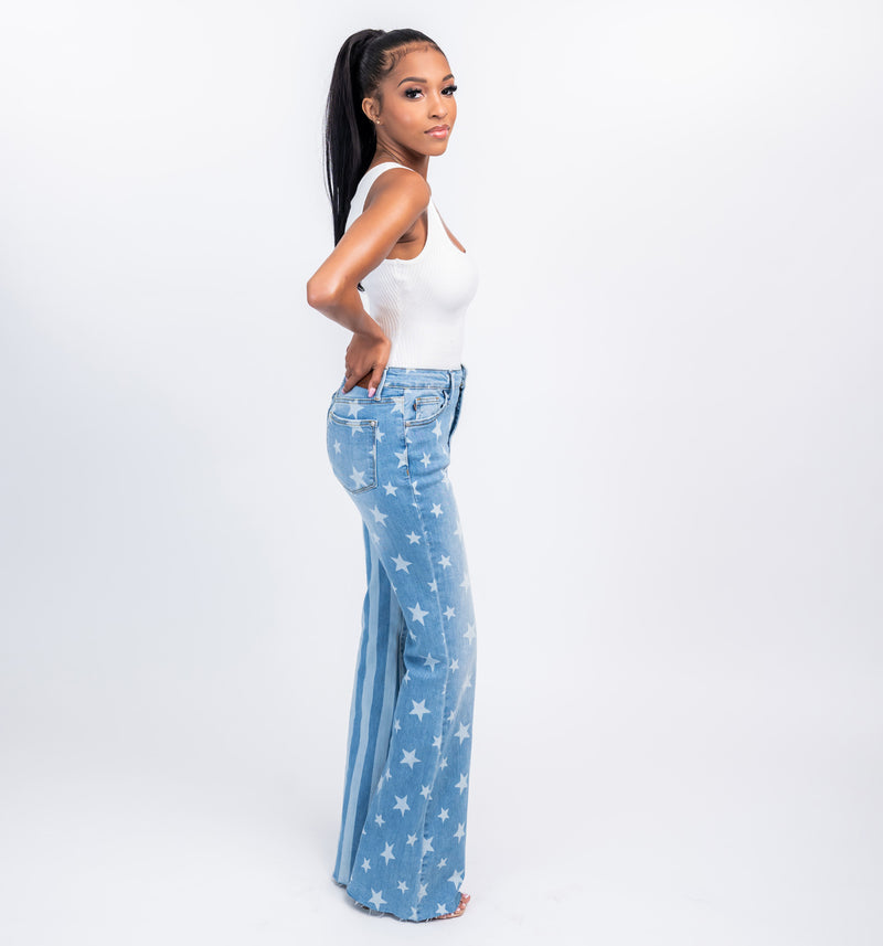 "Star-Spangled" High-Waisted Flare Jeans