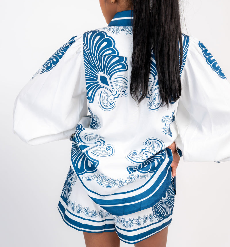 "Royalty" Blue & White Short-Set