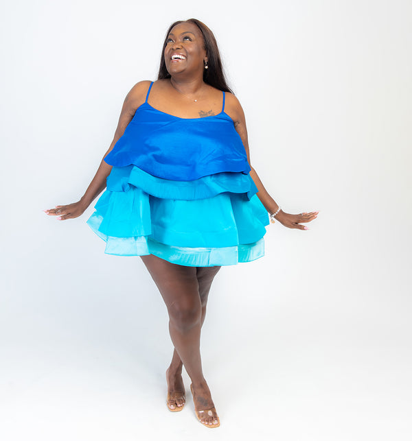 Life of the Party: Blue Ombre Ruffle Mini