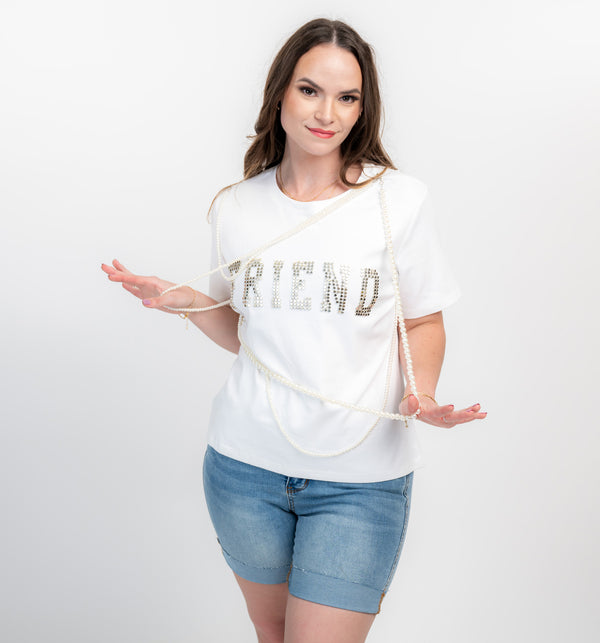 Embellished "Friend" Tee