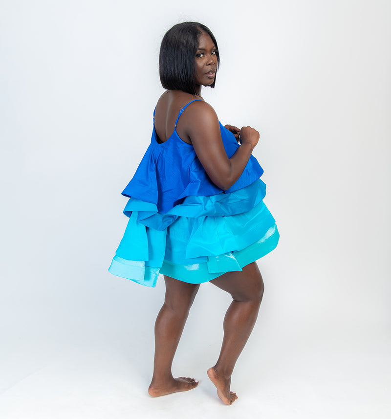Life of the Party: Blue Ombre Ruffle Mini