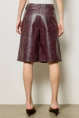 Croc Faux Leather Bermuda Shorts