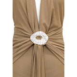 Elegant Mocha Metallic Maxi Dress